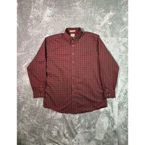 LL Bean Men's XL Tall Long Sleeve Button Red Plaid Check Shirt Wrinkle Resistant